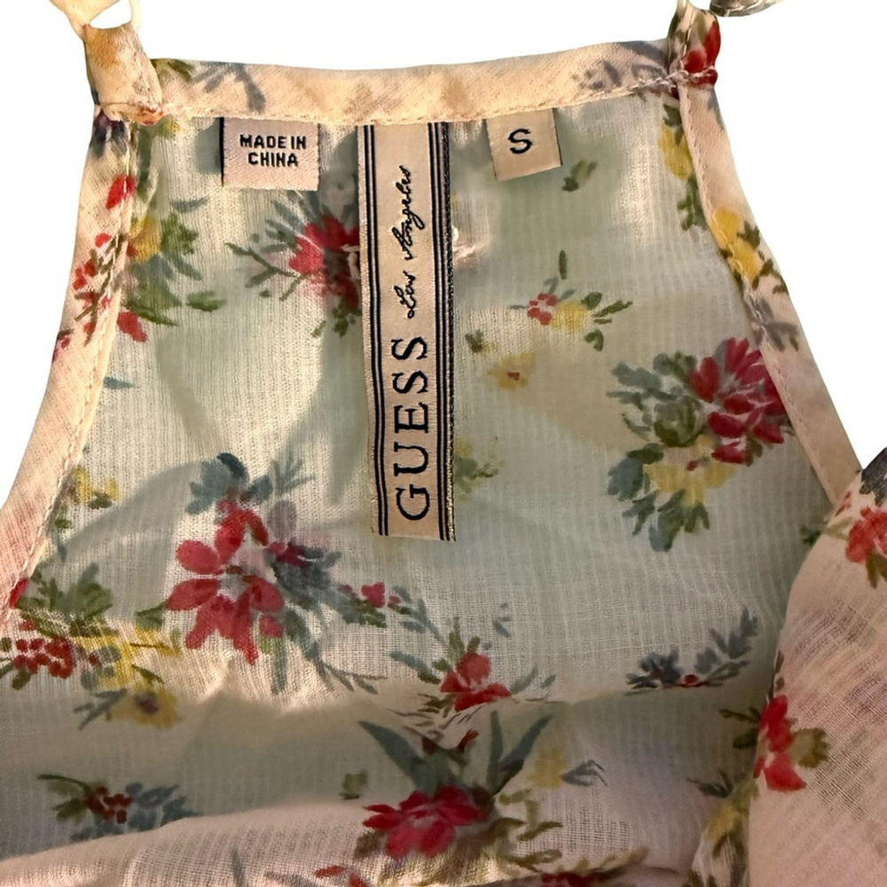Guess Floral Ruffle Camisole in Cream and Red Size S Boho Cottagecore Festival - Picture 4 of 15